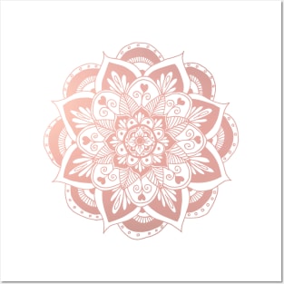 Rose Gold Mandala Flower Posters and Art